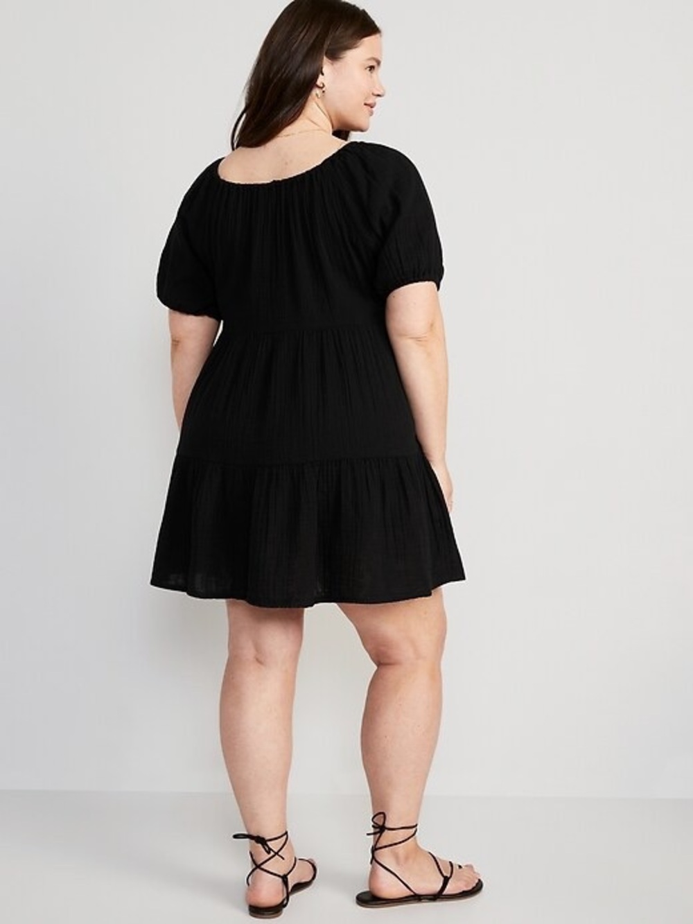 Old Navy Puff Sleeve Tiered Mini Swing Dress 🖤